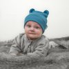 Dětská čepice Esito Zimní žebrovaná čepice s oušky Color modrá