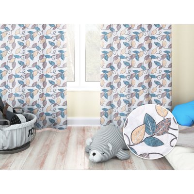 Biante Dětský dekorační závěs PML-035 Modro-žluté listy 145x210 cm – Hledejceny.cz