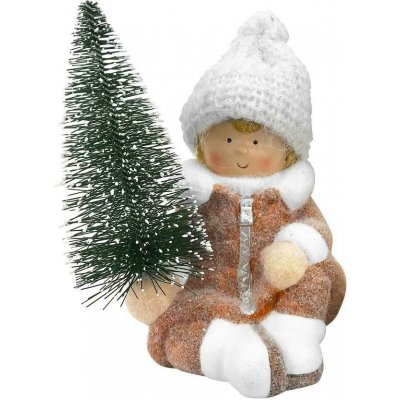 MagicHome Postavička Vánoce Chlapeček se stromkem terakota 14,5x13x17 cm – Hledejceny.cz