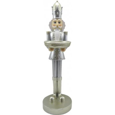 Clayre & Eef Dekorace stříbrný Louskáček s podnosem 40 cm – Hledejceny.cz