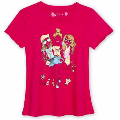 Wolf dívčí tričko růžová sytě – Sleviste.cz