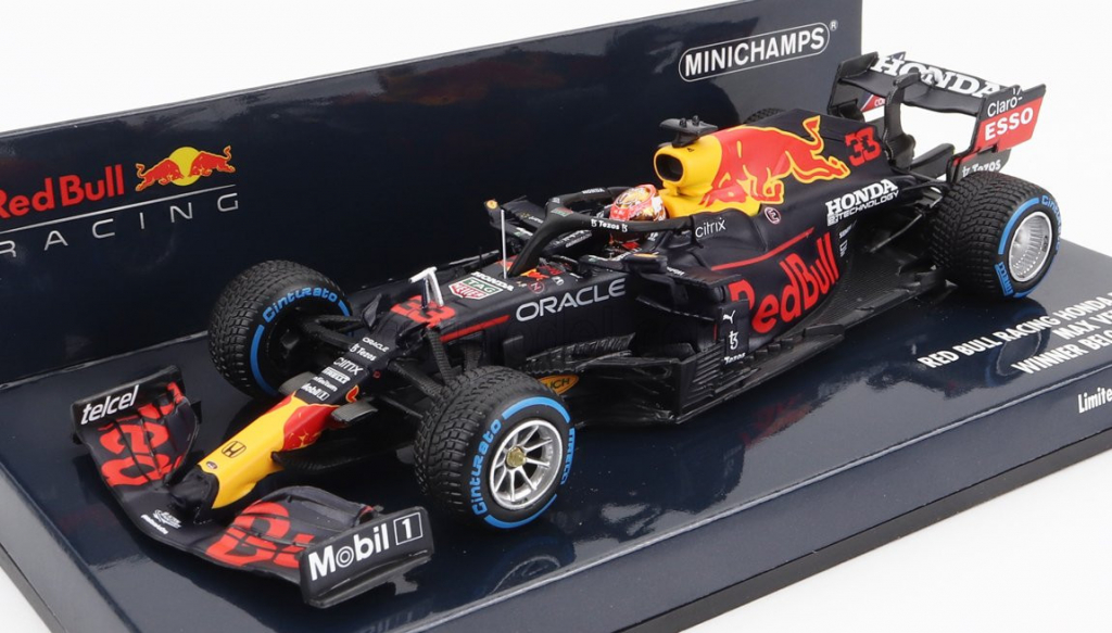 Minichamps Red bull F1 Rb16b Honda Ra620h Team Aston Martin N 33 Winner French Gp 2021 Max Verstappen Matná Modrá Žlutá Červená 1:43