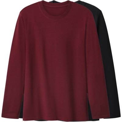 esmara Men pánské triko s dlouhými rukávy 2 kusy černá/červená – Sleviste.cz