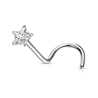 Šperky4U zahnutý piercing do nosu hvězdička čirý zirkon N0138C – Zbozi.Blesk.cz