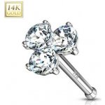 Šperky4U zlatý piercing do nosu čiré zirkony ZL01188C-WG – Zboží Dáma