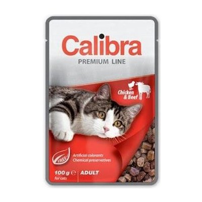 Calibra Premium cat Adult Kura & hovädzie v omáčke 24 x 100 g