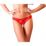 Red lace string with open crotch Small Cottelli Collection – Zboží Dáma