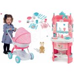 Smoby set kuchyňka Princezny s věžičkami a 19 doplňky oboustranná a hluboký kočárek pro 42 cm panenky 311700-6 – Zboží Mobilmania