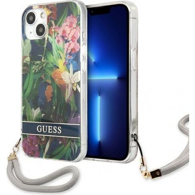 Pouzdro Guess Apple iPhone 13 Flower Strap modré – Zboží Mobilmania