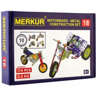 Merkur Toys Stavebnice MERKUR 018 Motocykly 10 modelů 182ks