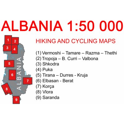 5 Tirana Durres Kruja turistická mapa Albánie