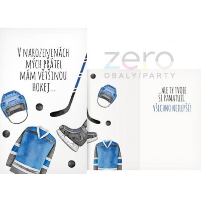 Přání s textem narozeninové + obálka - hokej – Hledejceny.cz
