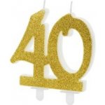 PARTYDECO Narozeninová svíčka 40 ZLATÁ 7 5 cm – Zboží Dáma