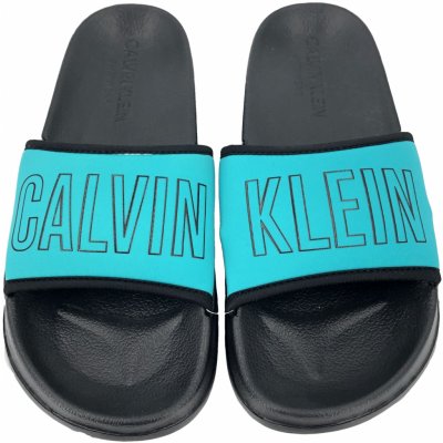 Calvin Klein plážové pantofle KW0KW00728 tyrkysová – Zboží Mobilmania