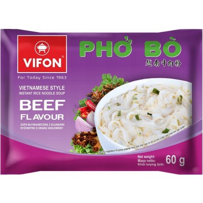 Vifon Pho Bo Instantní hovězí polévka s rýžovými nudlemi 60g – Zbozi.Blesk.cz