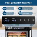 Sušička potravin z nerezové oceli, 1000W sušička ovoce a zeleniny s LED displejem, přesná regulace – Sleviste.cz