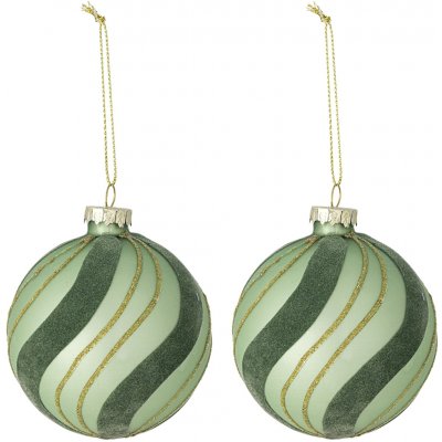 Bloomingville Vánoční ozdoba Sunita Green Glass – set 2 ks, zelená barva, sklo – Hledejceny.cz