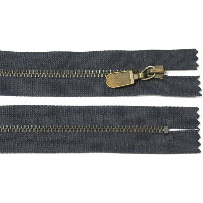 WICO Kovový zip no.3 nerozepínací 18cm tmavě modrý (staromosazné zoubky) ozdobný jezdec – Hledejceny.cz