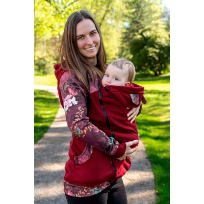 Jsem máma nosicí mikina s kapucí Bordó s květy – Zboží Dáma