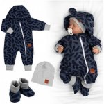 Baby Nellys Rastúci teplákový overal pre bábätko, čiapky, topánky, 3D, Nature jeans pierka – Sleviste.cz