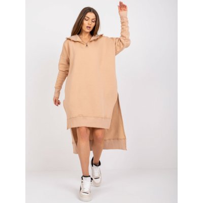 Dlouhá volná mikina Quito se zipem u krku FABL7426.25BEIGE