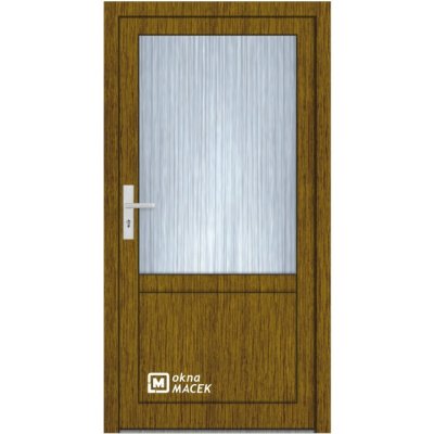Kömmerling vchodové dveře 76 AD OM 1011 pravé ořech sklo ornamentální kůra čirá 80 x 203 cm – Hledejceny.cz