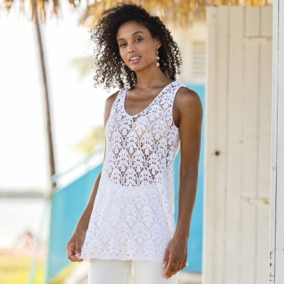 Dlouhý macramé top bílá – Hledejceny.cz