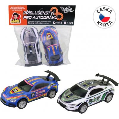 MaDe Náhradní autíčka k autodráze 2 ks modré/bílé 1:43 – Zboží Dáma