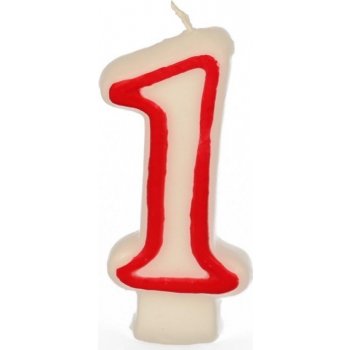PAPSTAR Narozeninová svíčka číslice 1 bílá s červeným okrajem 7,3cm