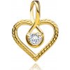 Přívěsky Šperky Eshop Přívěsek ze žlutého zlata strukturované srdce zirkon v obrysu kapky S5GG259.68