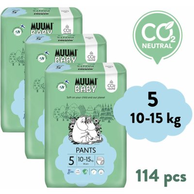 Muumi Baby Pants 5 Maxi+ 10-15 kg kalhotkové eko 114 ks