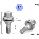 Kolový šroub M12x1,25x36, VPE03, plochá podložka, CITROËN, PEUGEOT, klíč 17, výška 57 mm – Zboží Mobilmania