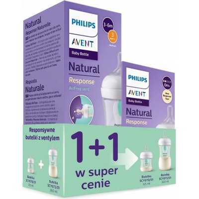 Philips Avent kojenecká láhev anti colic Natural Response Airfree 125 + 260 ml 2 ks – Hledejceny.cz