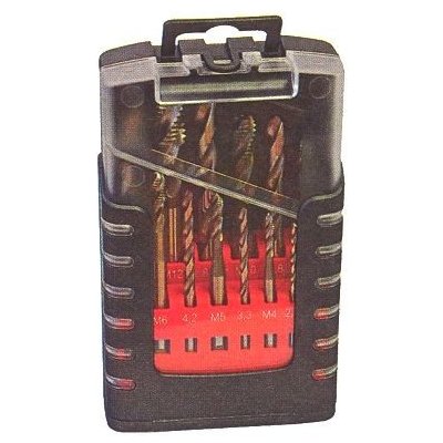 M3-M12;HSS 2N,TYP D-2 souprava strojních závitníků se šroubovitou drážkou, s vrtáky na předvrtání děr – Zboží Mobilmania