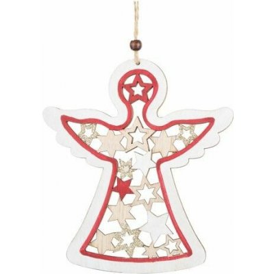 Anděl dřevěný se zlatým glitrem 15 x 17 cm – Hledejceny.cz