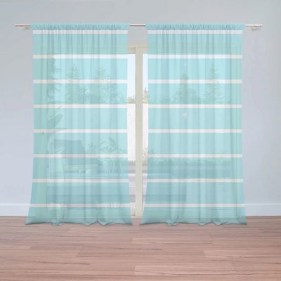 Záclony Bílé pruhy na modré: 2 ks - 150x250 cm - Sablio – Hledejceny.cz