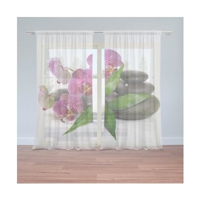 Sablio Záclony Orchideje a kameny: 2ks 150x250cm – Hledejceny.cz