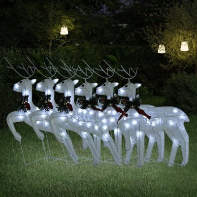 zahrada-XL Vánoční sobi 6 ks bílí 120 LED diod