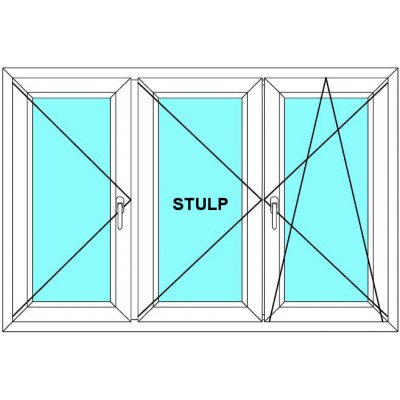 Aluplast Ideal Plastové okno 160x120 Trojdílné se středovým sloupkem 4000 Bílá - Bílá