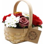 Awm Mýdlová kytice v proutěném košíku střední Červená 170/170/130mm – Sleviste.cz