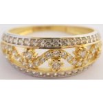 Klenoty Budín Mohutný zlatý prsten posetý zirkony HK1070 – Zboží Dáma