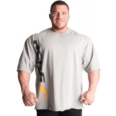 Gasp IRON TEE GREY MELANGE/BLACK pánské sportovní fitness oversized tričko světle šedé – Zboží Mobilmania