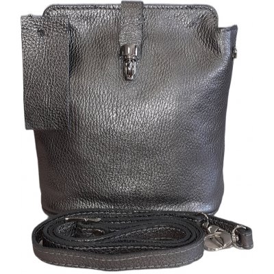 Facebag menší kožená crossbody s kovovým zapínáním stříbrná 9603/140 – Zbozi.Blesk.cz