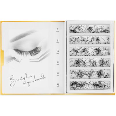 Luxury Lashes 2D Řasy 0,10 mm Premium sypané v hotovém vějířku 1 000 Ks Zakřivení umělých řas: CC, Délka umělých řas: Mix délek 8-13 mm – Zboží Dáma