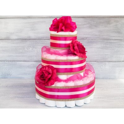 PASTELL Decor Plenkový dort pro holčičku malinový Velikost plenek 2 Miminko váží 3 až 6 kg – Zboží Mobilmania