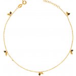 Argento Zlatý náramek na nohu - kulky, černé zirkony 9A032 – Zboží Dáma