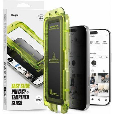 Ringke Easy Slide Privacy tvrzené sklo (2 ks) iPhone 17 Pro Max černá 161923 – Zboží Živě
