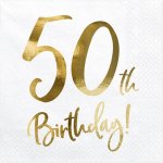 PartyDeco papírové ubrousky číslo 50 bílé 33x33cm 20ks – Zbozi.Blesk.cz