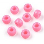 Akrylové korálky - pony beads - růžové - 6 x 9 mm - 10 ks – Sleviste.cz