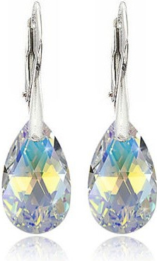 Swarovski Elements Pear krystal stříbrné visací bílé duhové slzičky kapky 31063.2 Crystal AB bílá křišťálová duhová měňavá